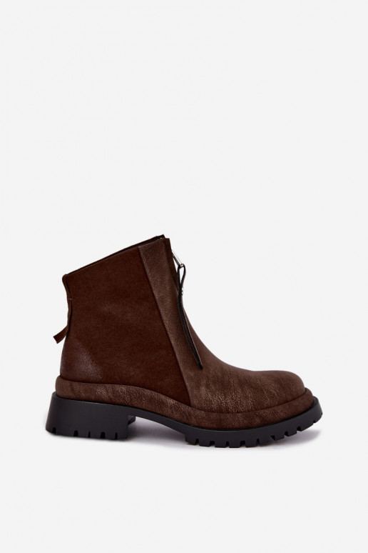 Wärmende Wildleder Schuhe für Damen Tai turiciejka K7732-02 in Braun