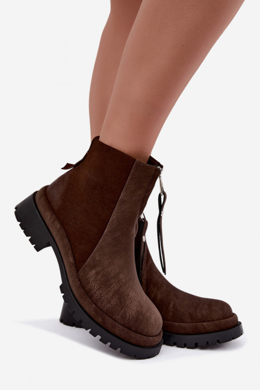 Wärmende Wildleder Schuhe für Damen Tai turiciejka K7732-02 in Braun