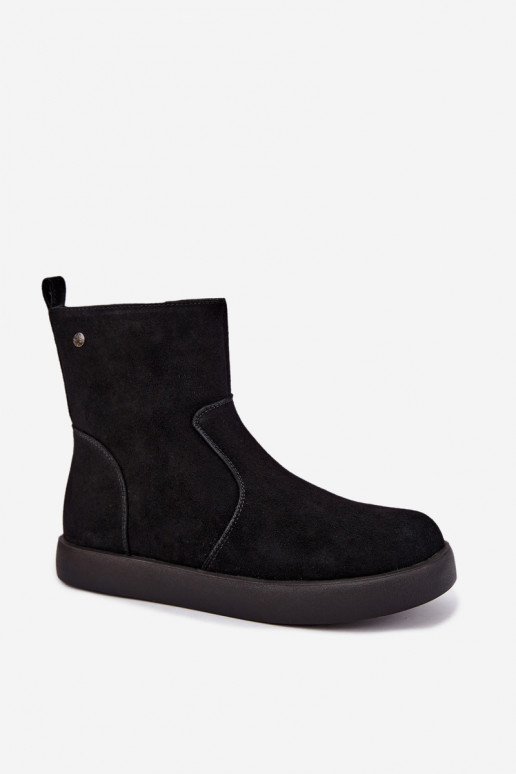 Wärmende Wildleder Schuhe für Damen Tai turiciejka K7800-01 in Schwarz