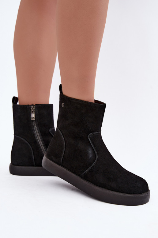 Wärmende Wildleder Schuhe für Damen Tai turiciejka K7800-01 in Schwarz
