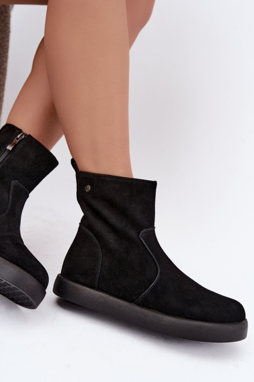 Wärmende Wildleder Schuhe für Damen Tai turiciejka K7800-01 in Schwarz