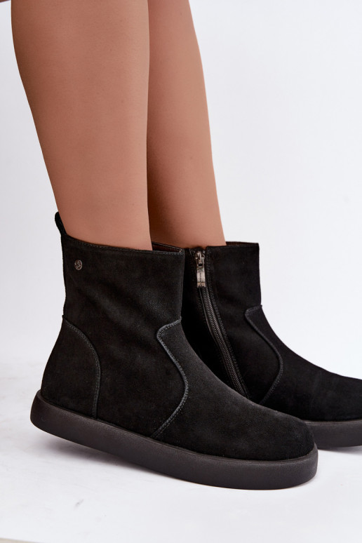 Wärmende Wildleder Schuhe für Damen Tai turiciejka K7800-01 in Schwarz