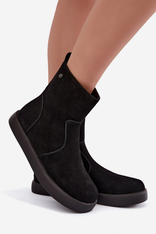 Wärmende Wildleder Schuhe für Damen Tai turiciejka K7800-01 in Schwarz