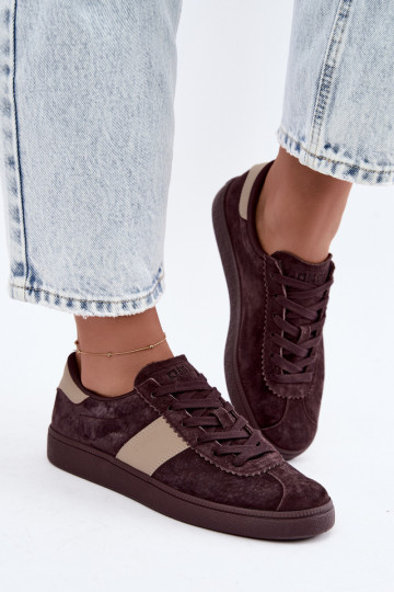 Wildleder Sneaker für Damen Big Star UU274438 in Schokoladenfarbe