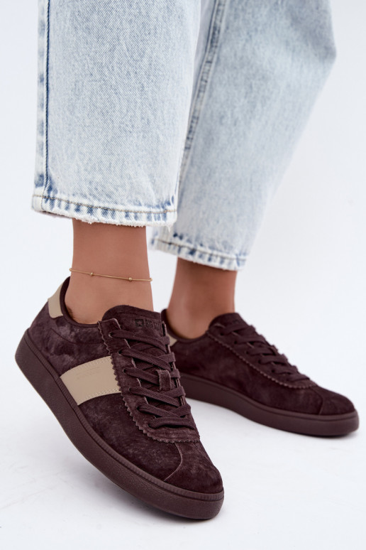Wildleder Sneaker für Damen Big Star UU274438 in Schokoladenfarbe