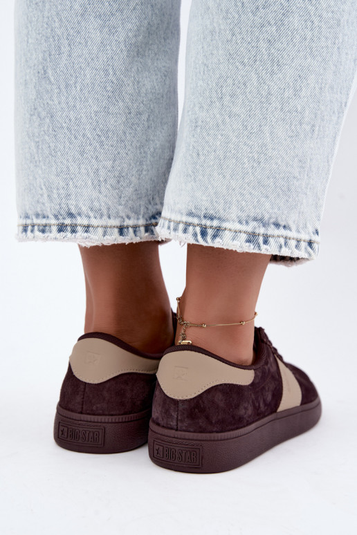 Wildleder Sneaker für Damen Big Star UU274438 in Schokoladenfarbe