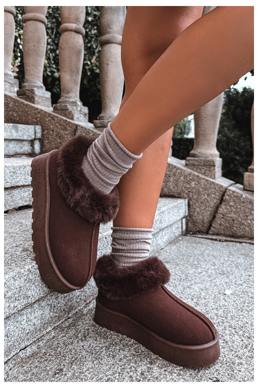 Schneestiefel mit Plattform und Fell Big Star UU274203 in Schokolade
