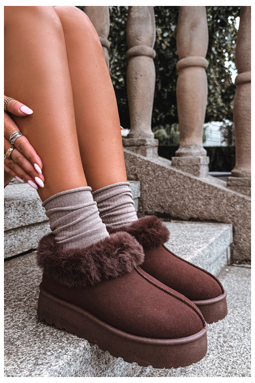 Schneestiefel mit Plattform und Fell Big Star UU274203 in Schokolade