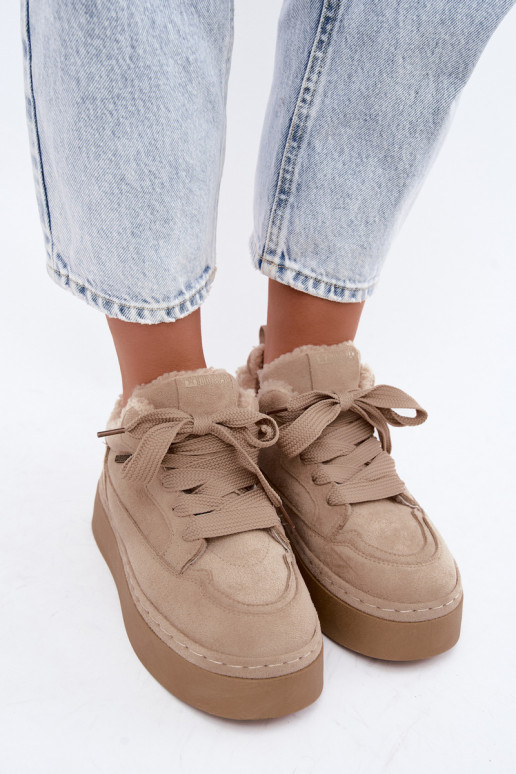 Schneestiefel mit Plattform und Schnürsenkeln Big Star UU274187 in Sand