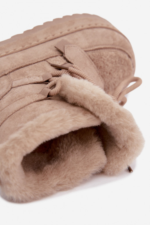 Beige Schnürstiefel für den Winter auf Plattform Coraliah