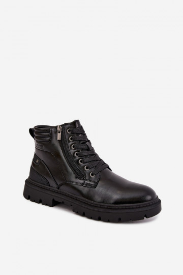 Schwarze isolierte Lederstiefel für Männer Big Star UU174242