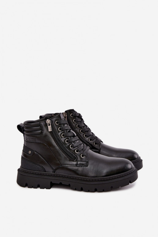 Schwarze isolierte Lederstiefel für Männer Big Star UU174242