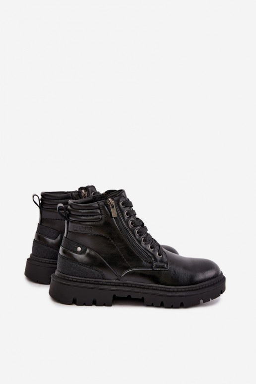 Schwarze isolierte Lederstiefel für Männer Big Star UU174242