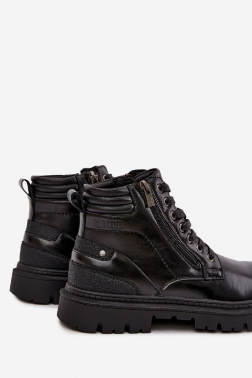 Schwarze isolierte Lederstiefel für Männer Big Star UU174242