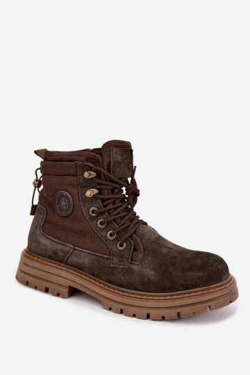 Dunkelbraune Wildlederstiefel für Männer Big Star UU174254