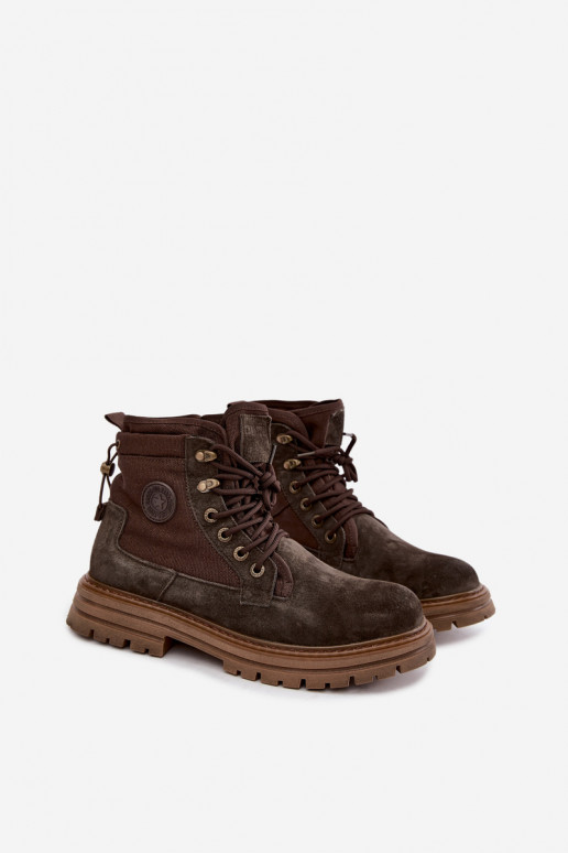 Dunkelbraune Wildlederstiefel für Männer Big Star UU174254