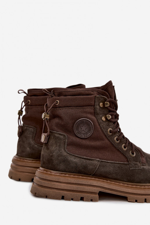 Dunkelbraune Wildlederstiefel für Männer Big Star UU174254