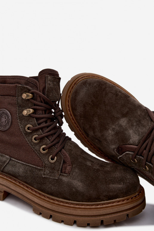 Dunkelbraune Wildlederstiefel für Männer Big Star UU174254