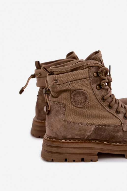 Beige Wildlederstiefel für Männer Big Star UU174253