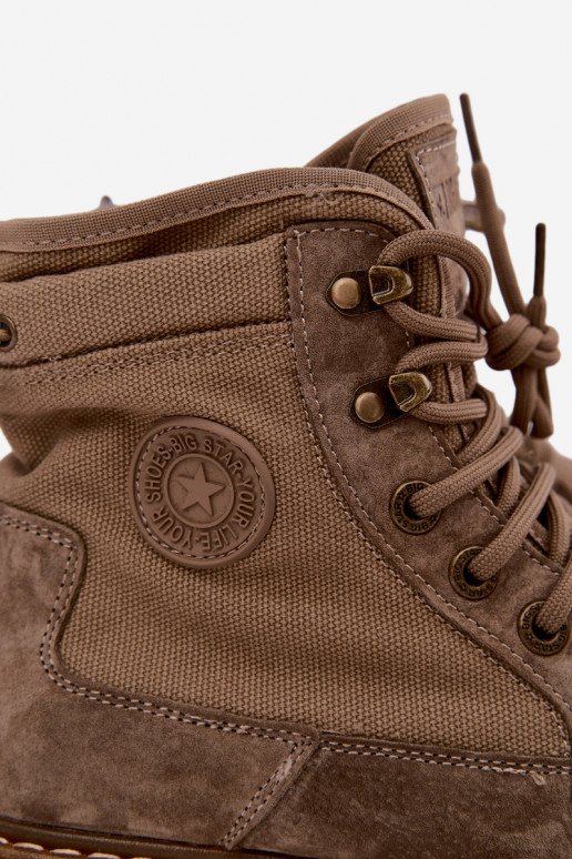 Beige Wildlederstiefel für Männer Big Star UU174253