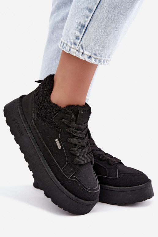 Damen-Schneestiefel mit Plattform und Fell Big Star SS274104 in Schwarz
