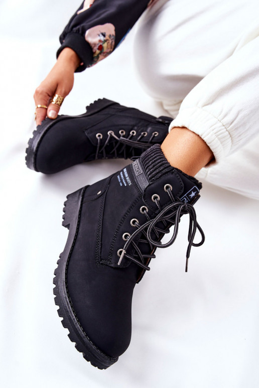 Damen schwarze Stiefeletten Grunders