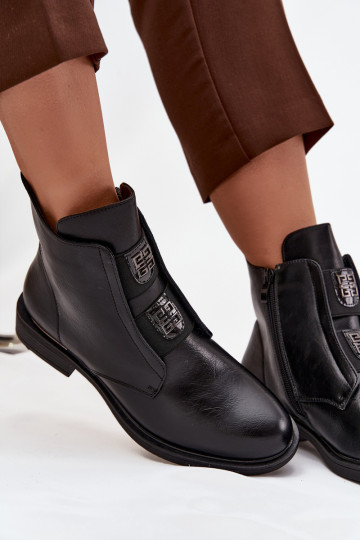 Damenstiefel sich Zuarm laufen Auf niedrigem Absatz mit schönen Details schZuarze Farbe Tavressa 2