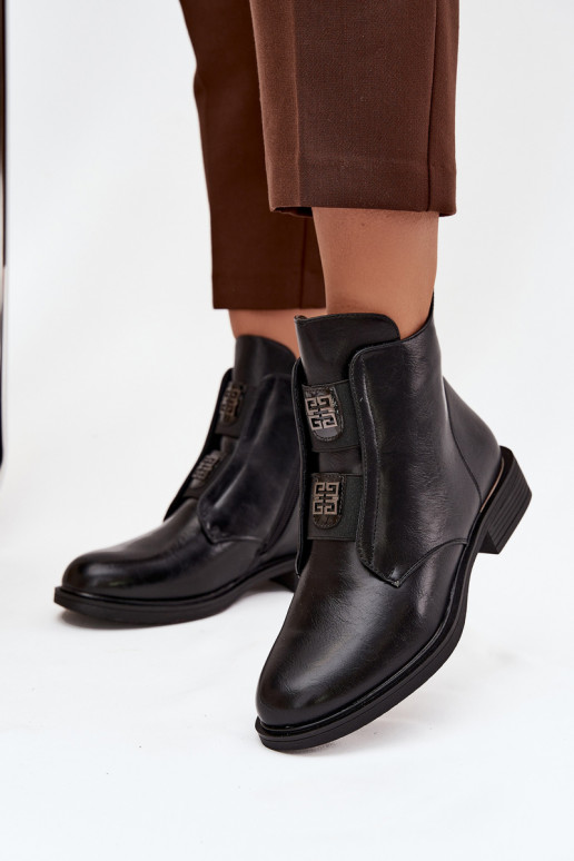 Damen isolierte schwarze Stiefeletten mit niedrigem Absatz Tavressa