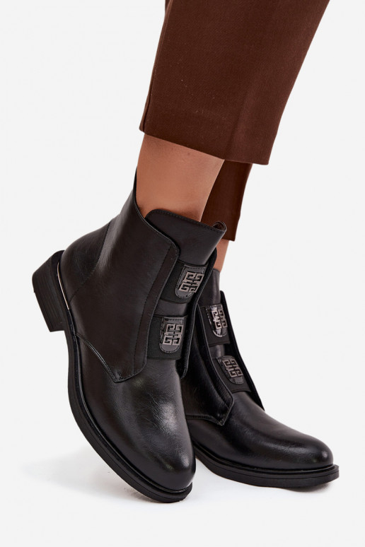 Damen isolierte schwarze Stiefeletten mit niedrigem Absatz Tavressa