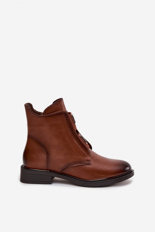 Damen isolierte braune Stiefeletten mit niedrigem Absatz Tavressa