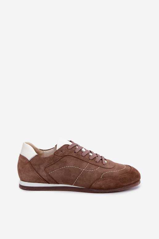 Braune Wildleder-Sneaker mit Nähten Zazoo N1414