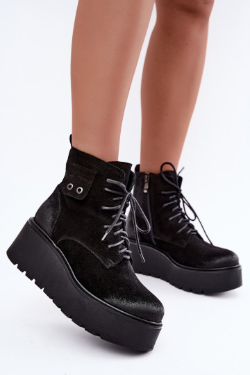 Zazoo 60499 aus INildleder Feminin Stiefel mit einer Plattform I Koturnie sich Zuarm laufen schZuarze Farbe 2