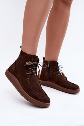 Damenstiefel Barefoot natürliches INildlederoZua mit Perlen sich Zuarm laufen Zazoo 30078 CzekoladoZue 2