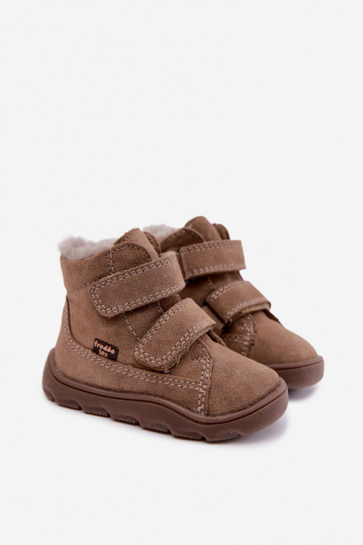 Wildleder Kinder Schneestiefel Barefoot Froddo G2110151-8 sandfarben