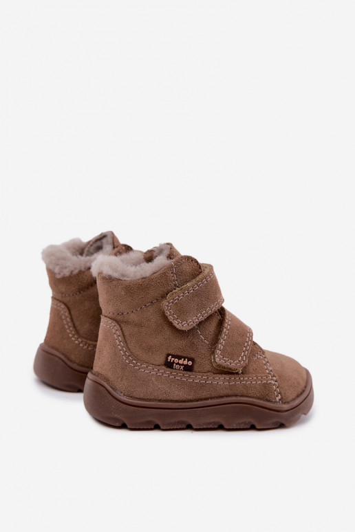 Wildleder Kinder Schneestiefel Barefoot Froddo G2110151-8 sandfarben
