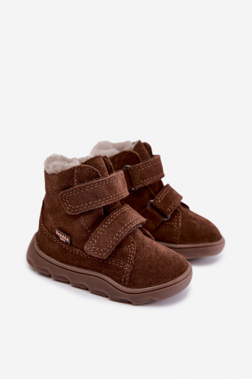 Wildleder Kinder Schneestiefel Barefoot Froddo G2110151-13 schokoladenfarben