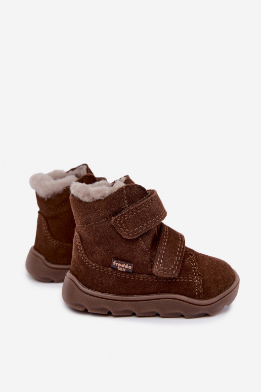 Wildleder Kinder Schneestiefel Barefoot Froddo G2110151-13 schokoladenfarben