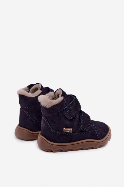 Wildleder Kinder Schneestiefel Barefoot Froddo G2110151 dunkelblau