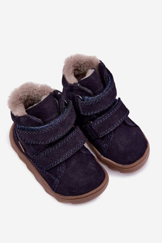 Wildleder Kinder Schneestiefel Barefoot Froddo G2110151 dunkelblau