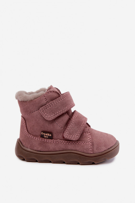 Wildleder Kinder Schneestiefel Barefoot Froddo G2110151 rosa