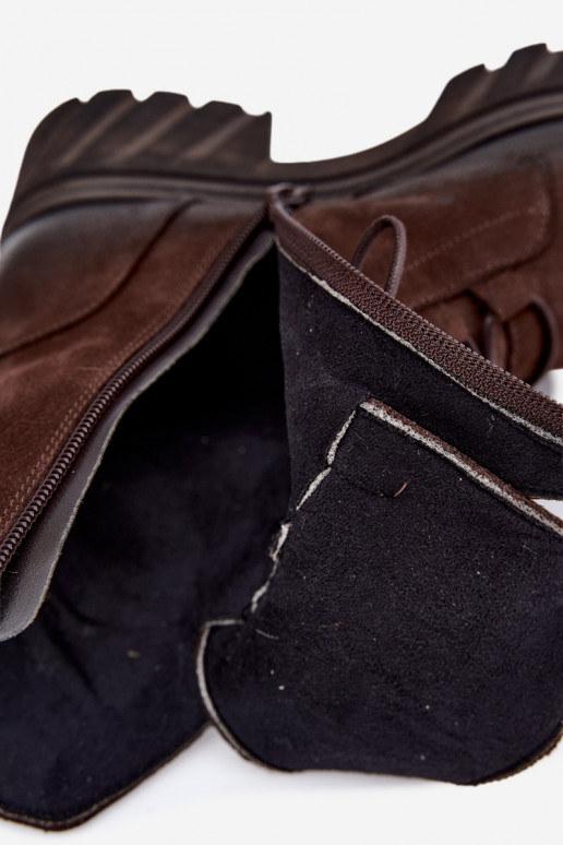 Leder Damen Arbeits Stiefeletten Zazoo 1850 schokoladenfarben