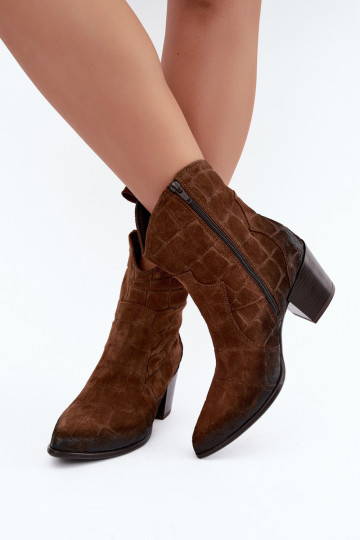 Wildleder Cowboy-Stiefel mit Prägung Zazoo 1988 braun 2