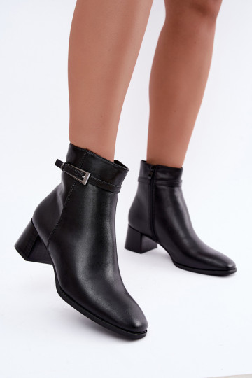 Leder isolierte Damen Stiefeletten mit Schnallen Sergio Leone BT-34 schwarz