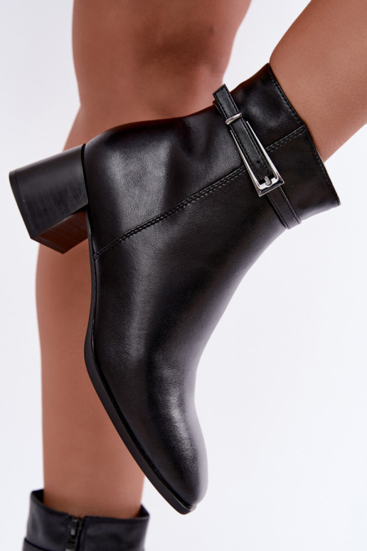 Leder isolierte Damen Stiefeletten mit Schnallen Sergio Leone BT-34 schwarz