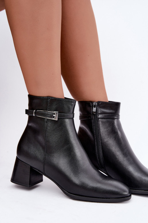 Leder isolierte Damen Stiefeletten mit Schnallen Sergio Leone BT-34 schwarz