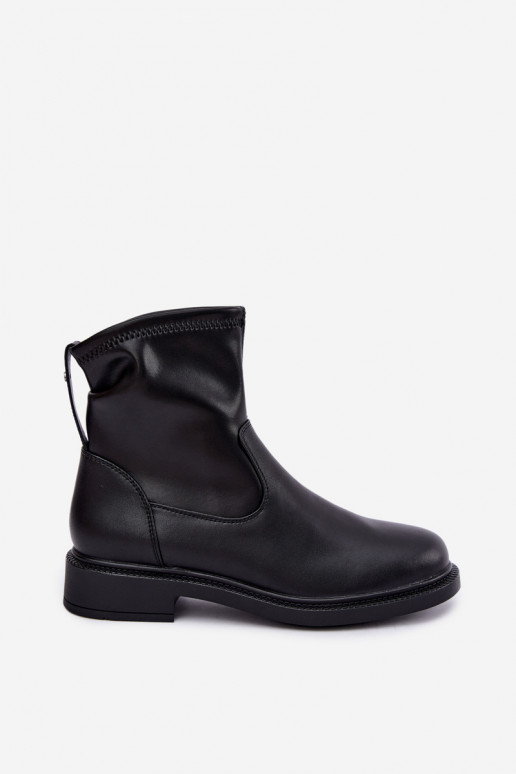 Wärmende Stiefeletten aus Kunstleder mit breiten Absätzen Sergio Leone BT-62 schwarz