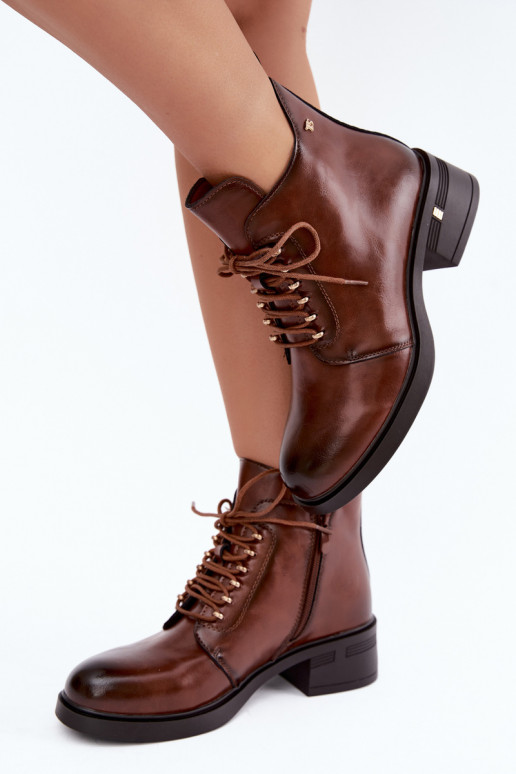 Wärmende Stiefeletten aus Kunstleder T.Sokolski Z26-288 braun