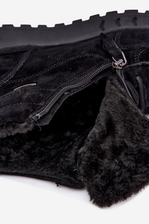 Isolierte Damenstiefeletten aus Kunstveloursleder schwarz Alirella