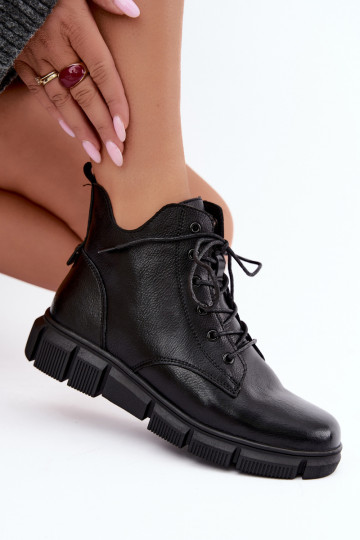 Isolierte Stiefeletten aus Kunstleder schwarz Girelisse