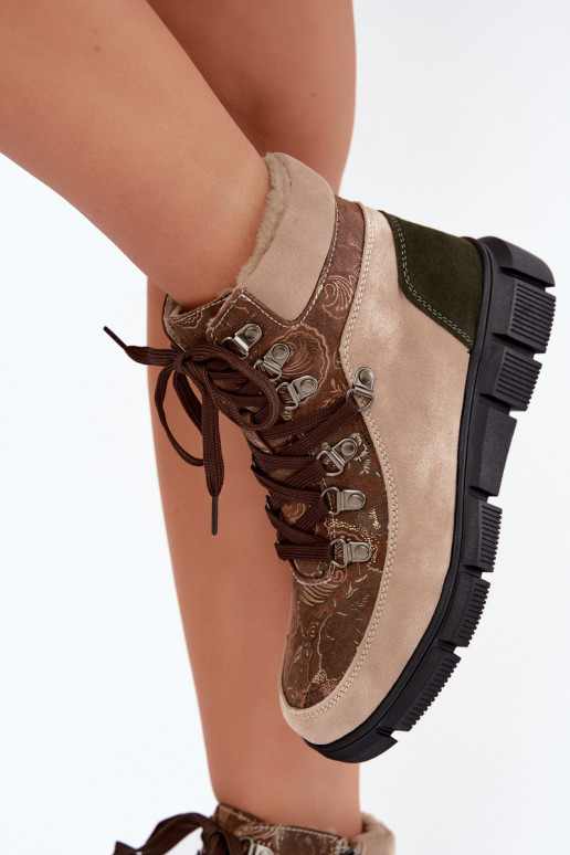 Isolierte Damenstiefeletten aus Kunstveloursleder sandfarben INanelia